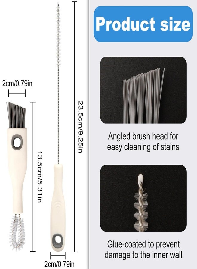 LUSTRIB 2pcs Cup Lid Cleaning Brush Set, Multifunctional Gap Cleaner & Straw Brush with Long Narrow and Short Wide Brushes, Portable Bottle Cleaning Kit for Baby Bottle, Sippy Cup, Teapot Spout, Tumbler Tubes - Image 2